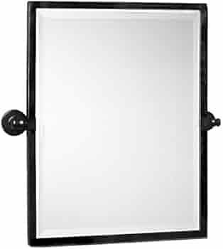 TEHOME Black Metal Framed Pivot Rectangle Bathroom Mirror Tilting Beveled Vanity Mirrors for Wall... | Amazon (US)