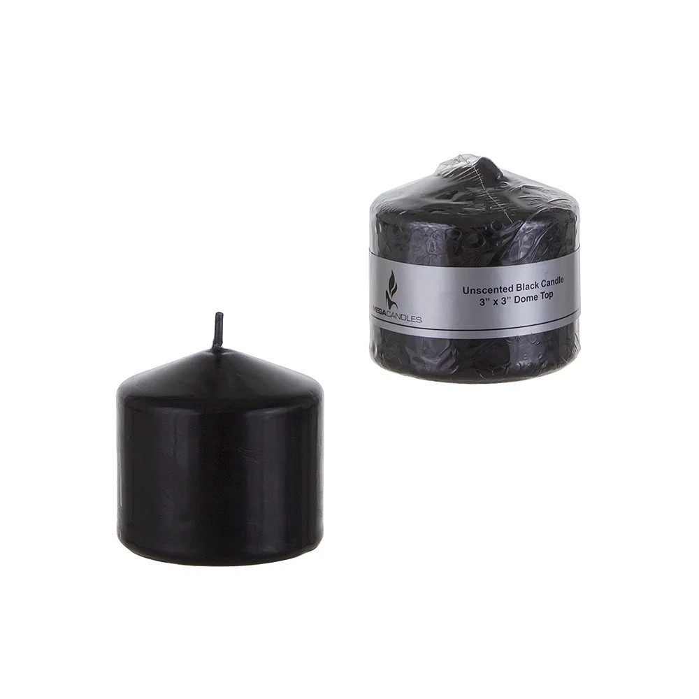 Mega Candles - Unscented 3 Inch x 3 Inch Dome Top Pressed Pillar Candle - Black | Walmart (US)