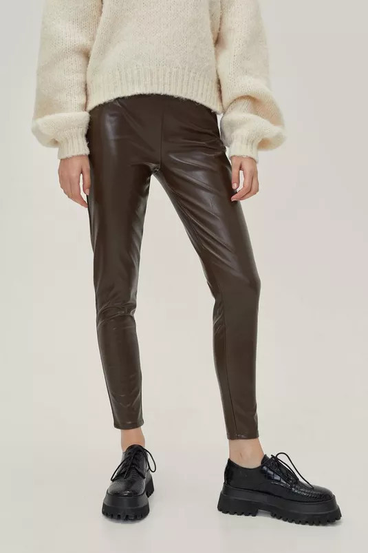 Faux Leather Ankle Grazer Leggings | NastyGal (UK, IE)