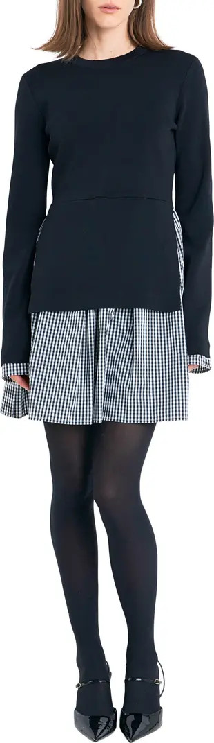 English Factory Mixed Media Long Sleeve Minidress | Nordstrom | Nordstrom