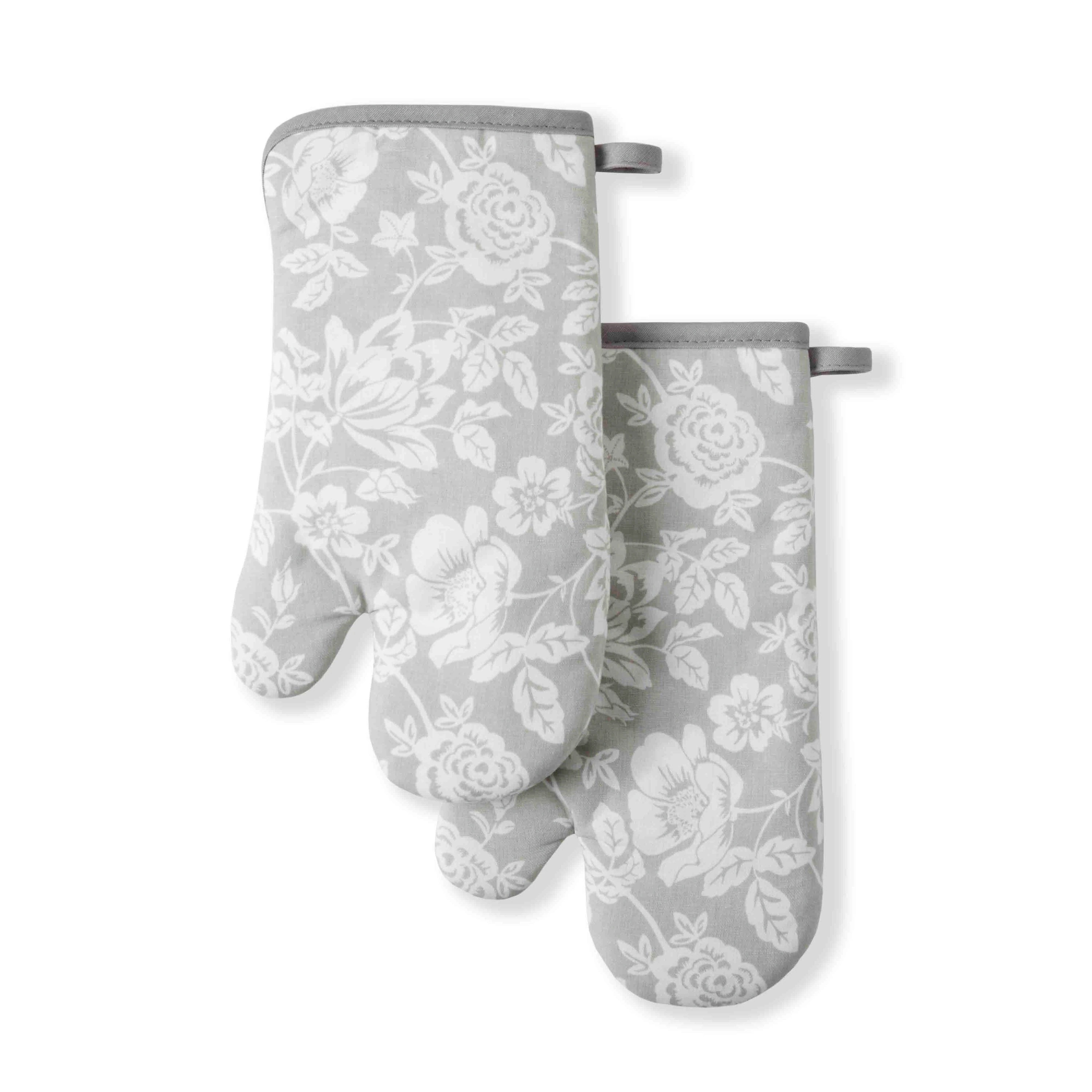 Martha Stewart 2 -Pack Cotton Floral Oven mitt set one_size in Gray | O2011897TDMS 18GY | Lowe's