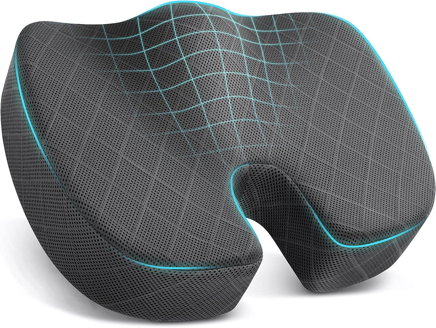 Seat Cushion - Memory Foam Sitting Pillow for Office Chair, Car Seat, Airplane, Bleacher - Sciatica & Hip & Coccyx Pain Relief Desk Chair Cushion for Long Sitting Office Workers, Car Drivers | Amazon (US)