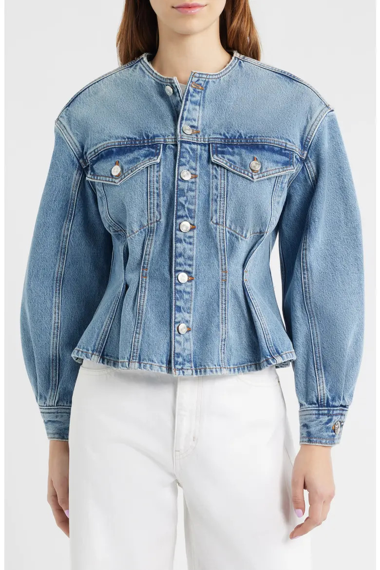 The Nipped Collarless Denim Jacket (Women) | Nordstrom | Nordstrom
