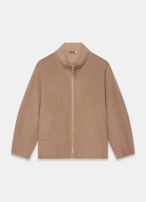 Tan Wool Blend Hand Finished Bomber Jacket | Mint Velvet