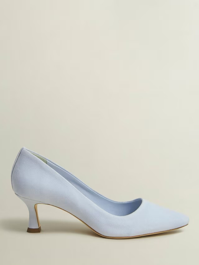 Hobbs Esther Suede Heeled Courts, Pale Blue | John Lewis (UK)