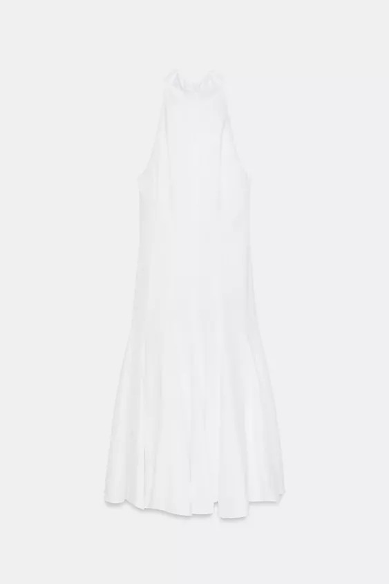 GODET HALTER MIDI DRESS | Zara US