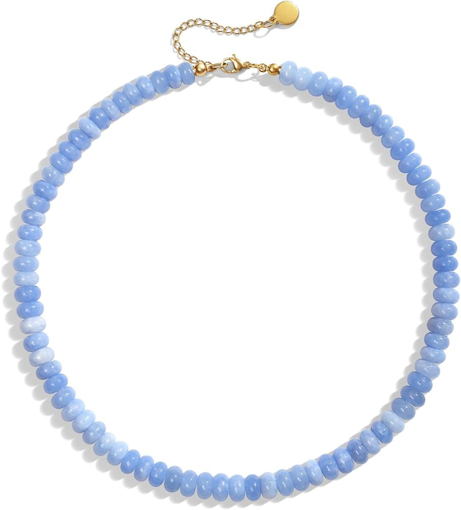 Beaded Gemstone Necklaces for Women Boho Natural Stone Baed Choker Necklaces Colorful Handmade Je... | Amazon (US)