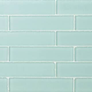 Ocean Aqua Beached 2 in. x 8 in. x 8 mm Frosted Glass Subway Tile (36 pieces 4 sq.ft./Box) | The Home Depot