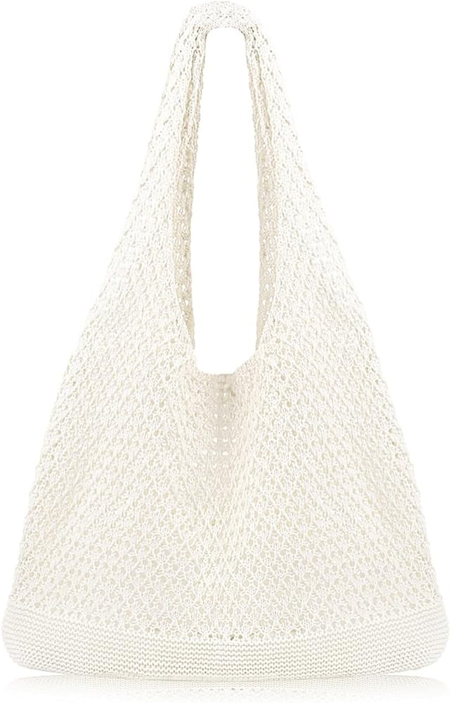 COOKOOKY Crochet Beach Tote bag Summer Beach Bag for Women Aesthetic Mesh Tote Bag Hippie Bag Kni... | Amazon (US)