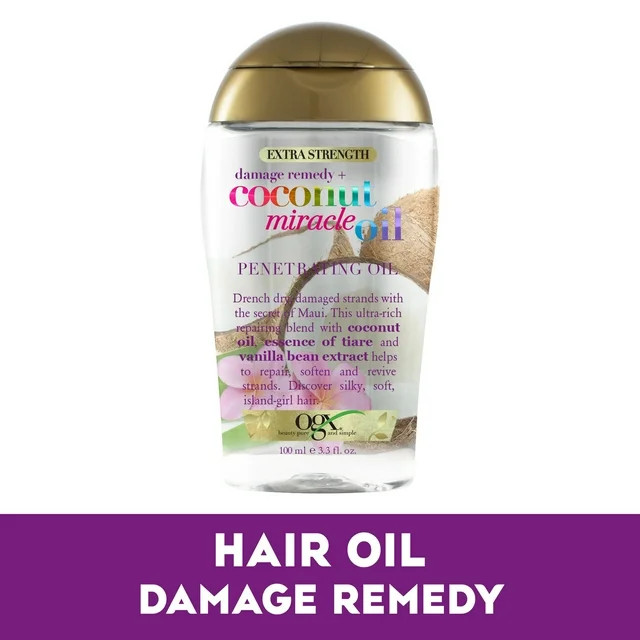 OGX Extra Strength Damage Remedy + Coconut Miracle Oil Penetrating Hair Oil Treatment, 3.3 oz | Walmart (US)
