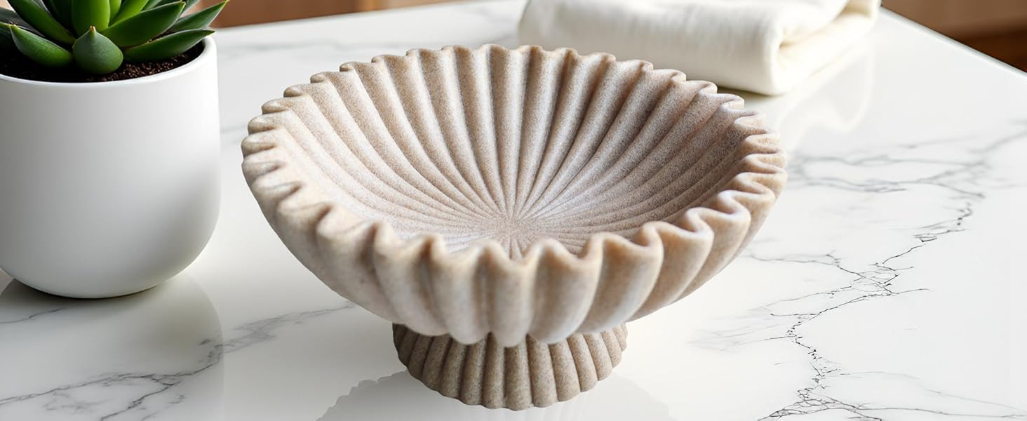 10" Large Decorative Bowl decor, Scalloped Bowls for Modern Home Decor,Ruffle Decor,Stylish Key B... | Amazon (US)