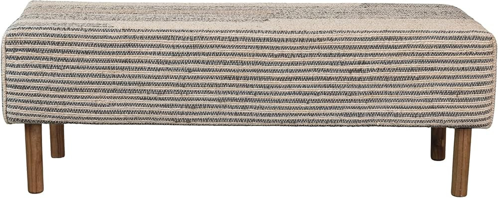 Creative Co-Op, Grey Woven Jute and Cotton Dhurrie Bench with Oak Wood Legs | Amazon (US)