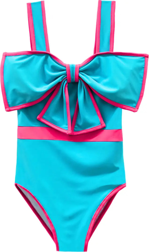 Mia Belle Girls Colorblock Bow One Piece Swimsuit | Nordstrom | Nordstrom