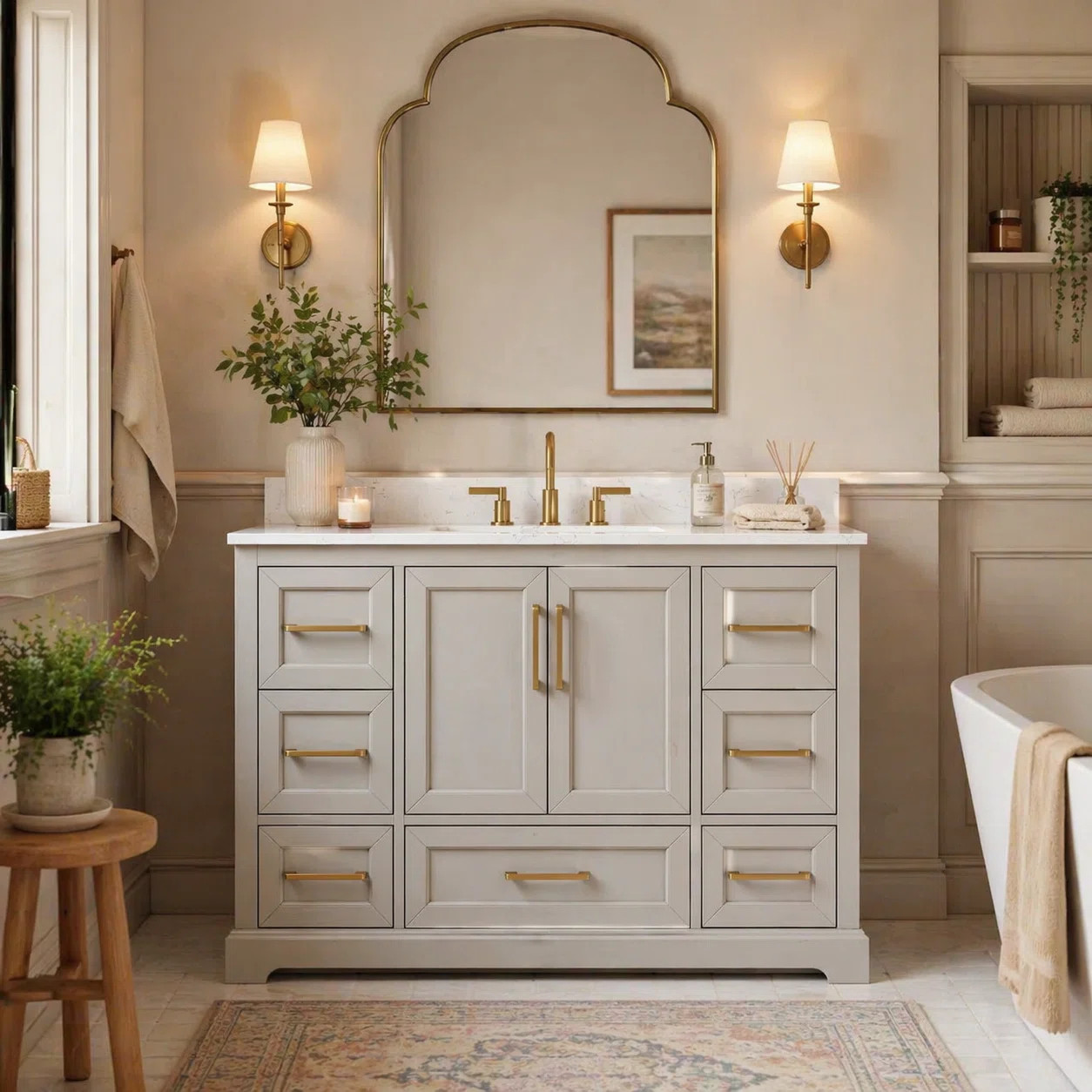 48'' Freestanding Single Bathroom Vanity with Engineered Stone Top | Wayfair North America