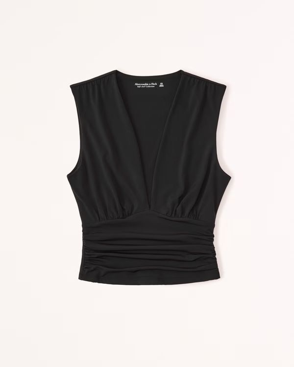 Cropped V-Neck Ruched Top | Abercrombie & Fitch (US)
