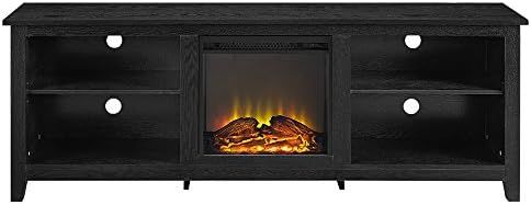 Walker Edison Wren Classic 4 Cubby Fireplace TV Stand for TVs up to 80 Inches, 70 Inch, Black | Amazon (US)