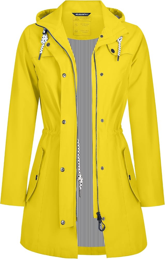 Regenjacke Damen Lang Wasserdicht Atmungsaktiv Regenmantel \u00dcbergangsjacke Kapuze Outdoor Jac... | Amazon (DE)