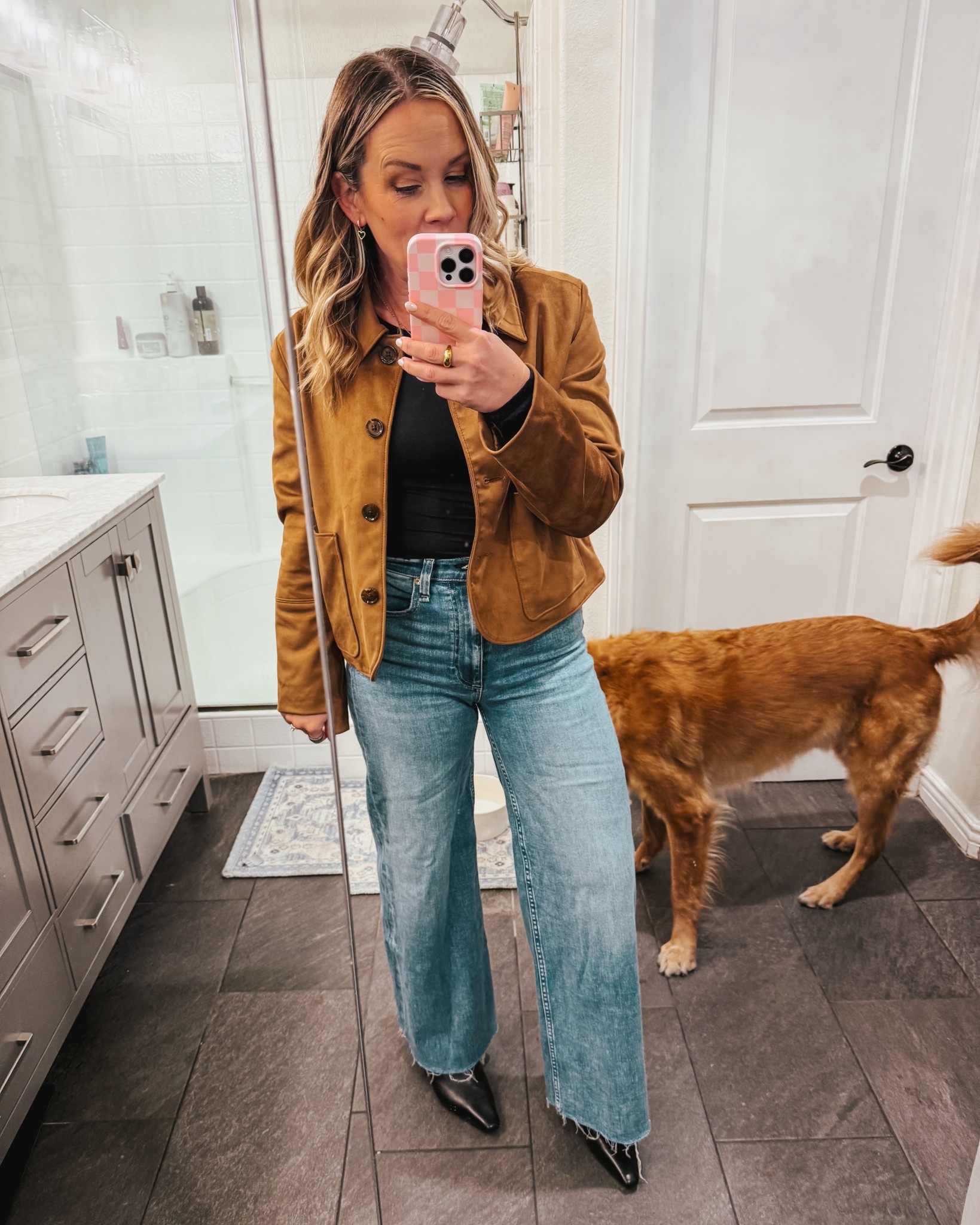 Simple date night outfit idea

Abercrombie suede jacket size S, runs tts

Long sleeve tee size M *runs very snug

Rag & Bone jeans size 27

Sam Edelman boots size 8, runs tts but if you plan to wear with thick socks consider sizing up

#LTKOver40 #LTKgrwm