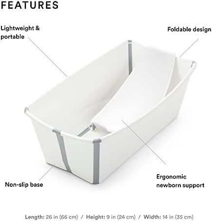 Stokke Flexi Bath Bundle, White - Foldable Baby Bathtub + Newborn Support - Durable & Easy to Store  | Amazon (US)