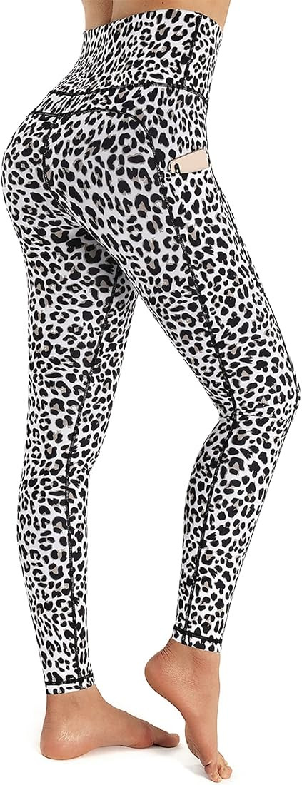 OUGES Womens High Waist Pockets Yoga Pants Running Pants Workout Gym Leggings | Amazon (UK)