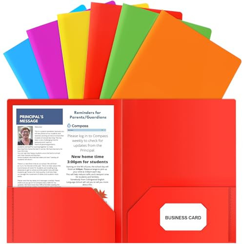 HABGP Plastic Folders with Pockets, 6 Color Heavy Duty Two Pocket Folder Business Card Holder for Office High School | Amazon (US)