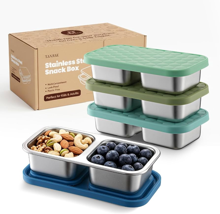 Blue 2-Compartment Snack Containers | Amazon (US)