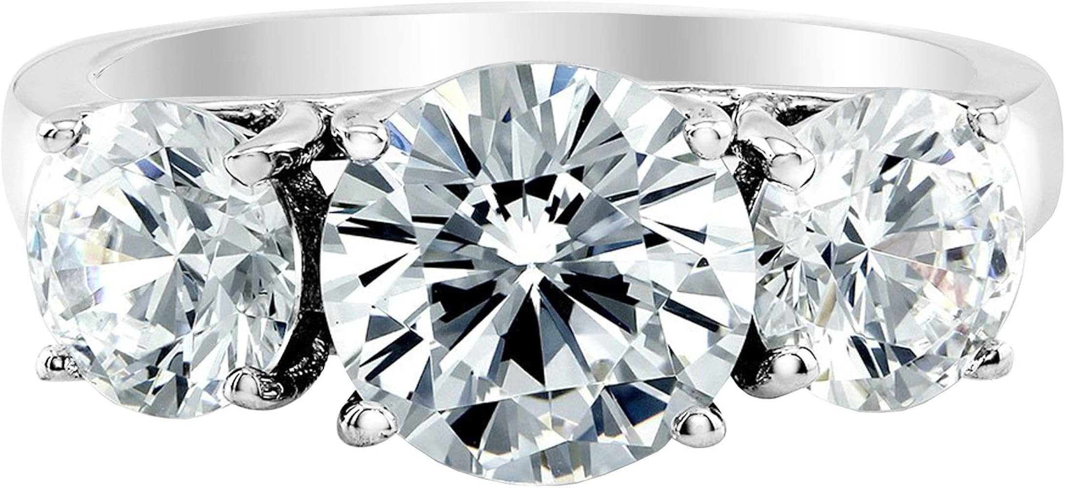 IGI Certified LAB Grown 3 Stone 14K White Gold Round Diamond Engagement Ring (G-H Color, SI Clari... | Amazon (US)