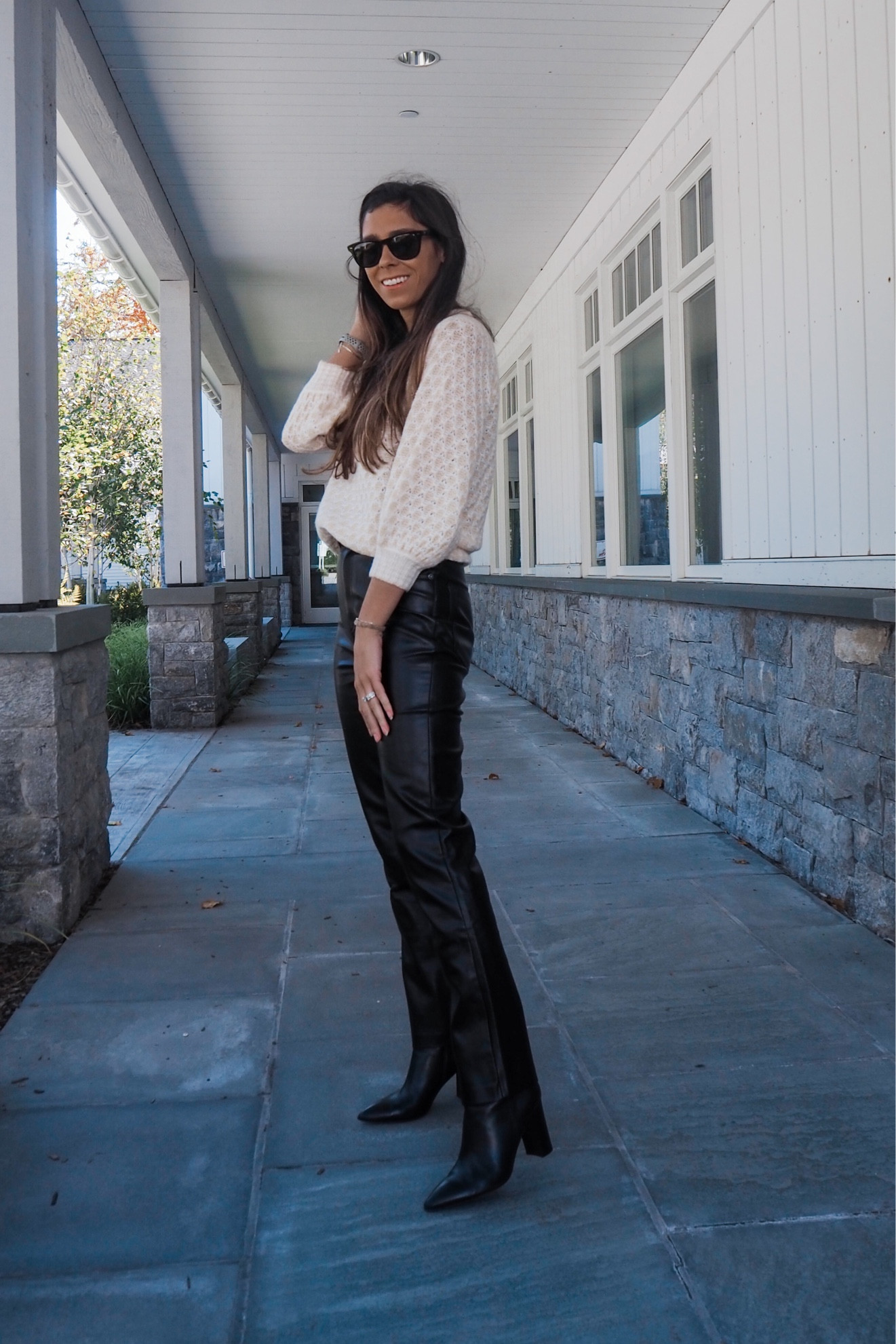 You know your outfit is a good outfit when that one person who is always dressed up and looks amazing every day compliments it. That was me at work today. Her outfits are always on point so when she gives you a compliment you know it’s a good one! This adorable comfy sweater is from @lillypulitzer and these leather pants are from @stevemadden 

#LTKunder100 #LTKSeasonal #LTKworkwear