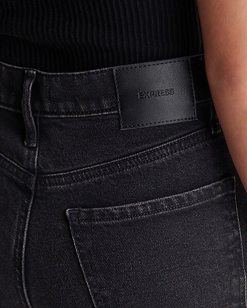 Mid Rise Washed Black Ripped 70s Flare Jeans | Express