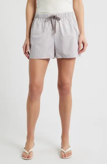 Bernardo Stripe Drawstring Shorts in Taupe/ivory at Nordstrom Rack, Size Medium | Nordstrom Rack