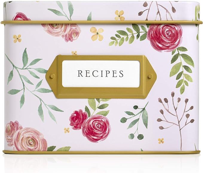 Jot & Mark Decorative Recipe Tin Box for Recipe Cards, Greeting Card Holder | Holds Hundreds of 4... | Amazon (US)