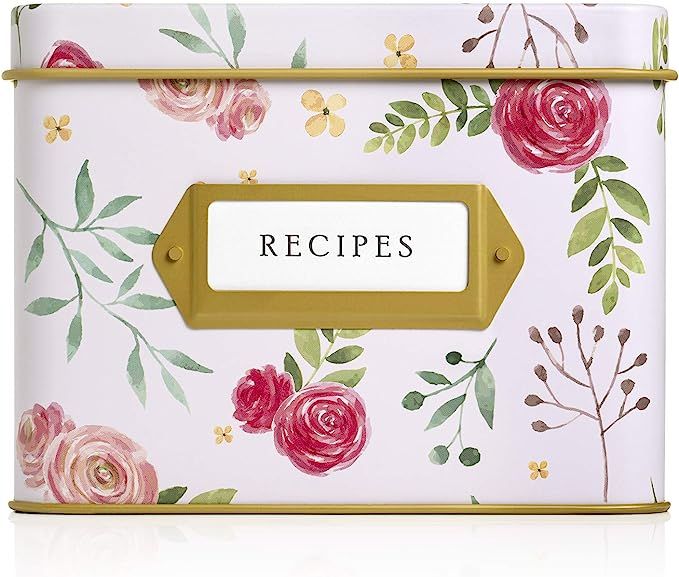 Jot & Mark Decorative Recipe Tin Box for Recipe Cards, Greeting Card Holder | Holds Hundreds of 4... | Amazon (US)