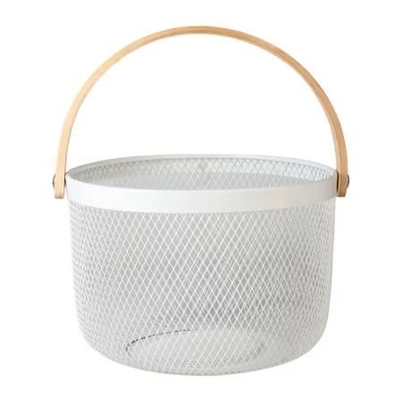 Hanging Kitchen Storage Basket with Bamboo Handle Anti Corrosion Bread Fruit White | Walmart (US)