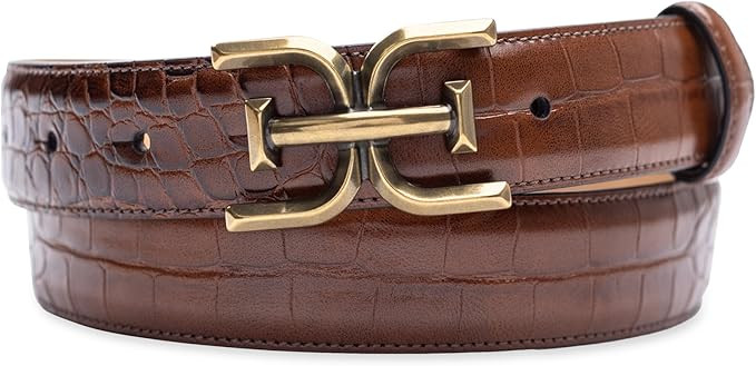Sam Edelman Women's Fashion Double-E Plaque Logo Buckle Slim Textured Belt for Jeans, Dresses and... | Amazon (US)