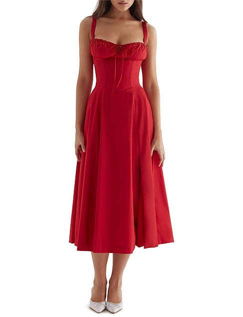 House Of Cb Carmen Red Rose Bustier Sundress | David Jones | David Jones (Australia & New Zealand)