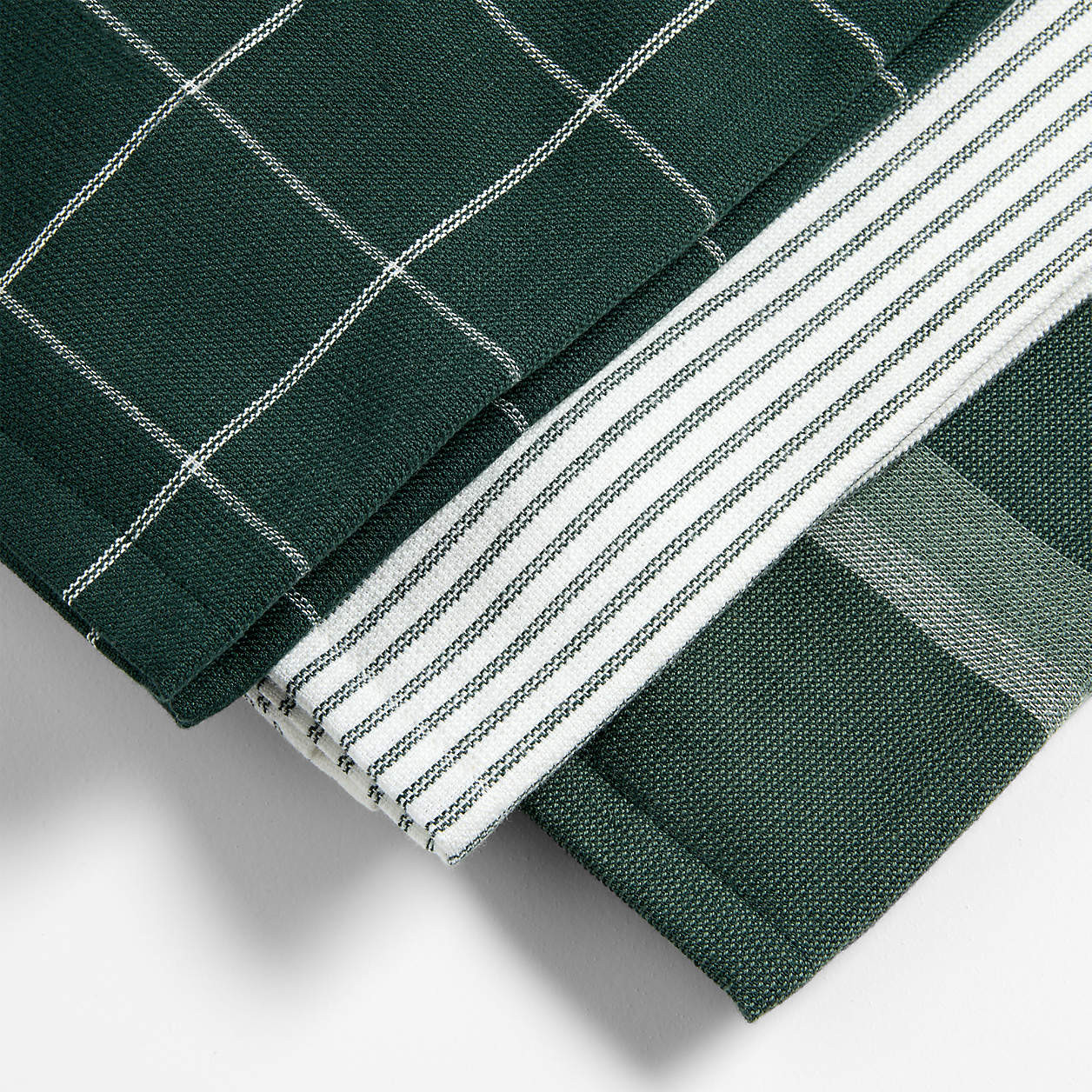 Holiday Red Plaid and Stripe Organic Cotton Kitchen Towels, Set of 3 + Reviews | Crate & Barrel | Crate & Barrel