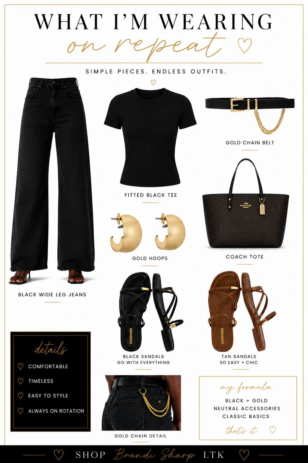 ✨ The outfit formula I keep reaching for. If you're building a timeless wardrobe, these are the pieces I wear on repeat. A great pair of wide-leg jeans, a fitted black tee, simple gold accessories, and a classic tote never go out of style.

Perfect for work outfits, teacher outfits, business casual, workwear, and effortless summer outfits over 40. These capsule wardrobe staples make getting dressed so much easier.

Everything is linked in my LTK. 🖤

#LTKStyle #WorkOutfits #TeacherOutfits #BusinessCasual #Workwear #SummerOutfits #Over40Style #CapsuleWardrobe #WardrobeBasics #ClassicStyle #EverydayStyle #MinimalStyle #WideLegJeans #BlackTee #FashionOver40

#LTKootd #LTKOver40