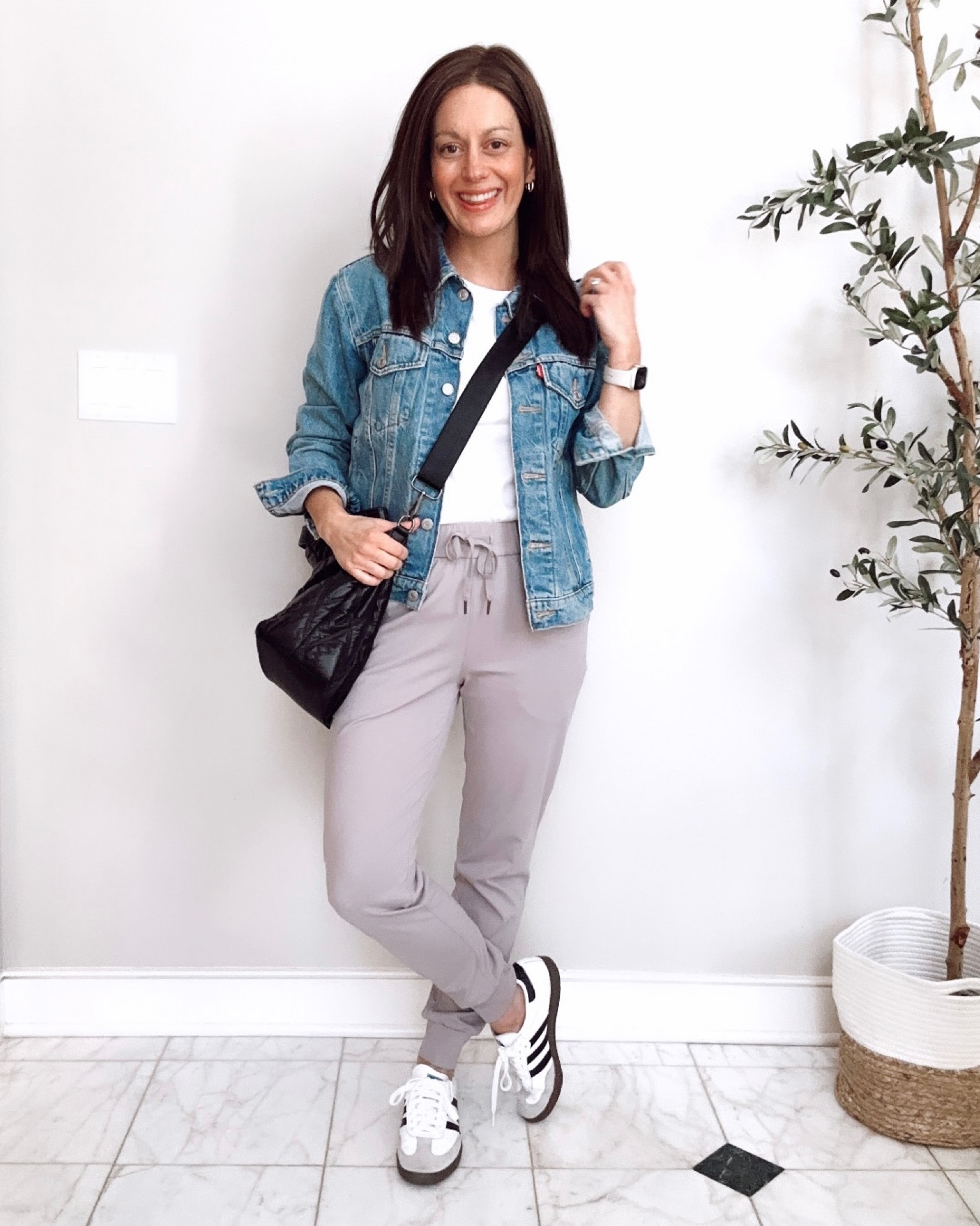 Amazon joggers (run true to size), amazon white tee, amazon jean jacket for a simple travel outfit idea! 

#LTKstyletip #LTKover40 #LTKfindsunder50
