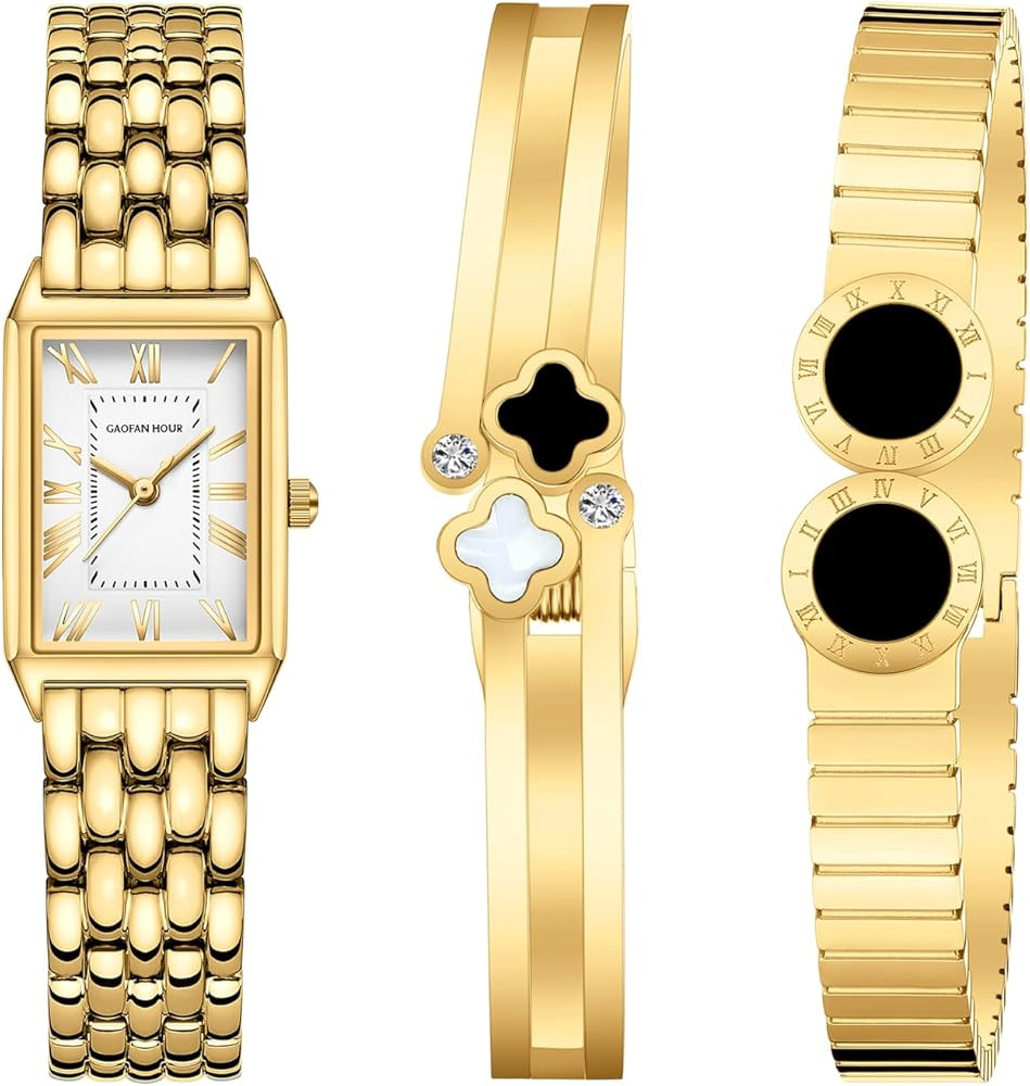 Women Gift Gold Bangle Watch and Vintage Bracelet Set Adjustment Tool Included | Amazon (US)