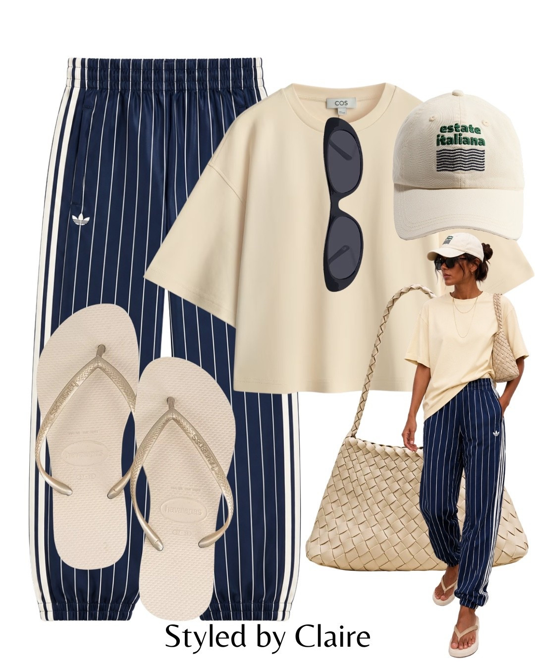 ADIDAS PINSTRIPE TRACKPANTS❤️‍🔥
Tags: butter yellow navy stripe havaianas sandals flip flops woven bag boxy tshirt H&M cap cool girl airport outfit summer holiday vacation city break ootd trend trending viral

#LTKsummer #LTKstyletip #LTKshoes