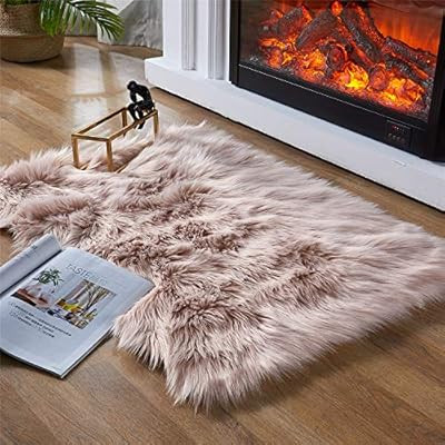 EasyJoy Ultra Soft Fluffy Rugs Faux Fur Rug Chair Cover Seat Pad Fuzzy Area Rug for Bedroom Floor So | Amazon (US)