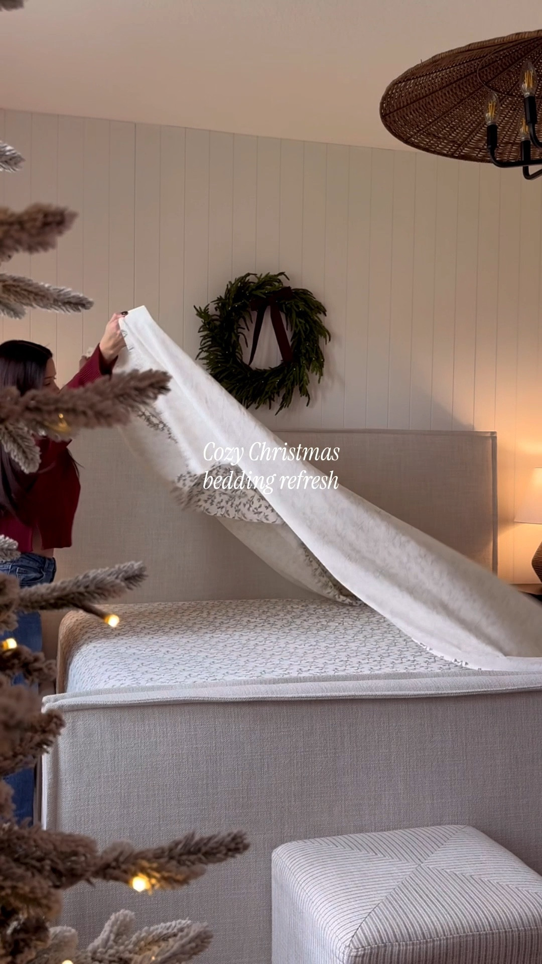 A few simple swaps to make our bedding feel cozy and festive ✨
I kept my neutral staples such as the duvet cover and larger pillows and just added a new sheet set with the prettiest little red berries, one festive pillow, and a velvet burgundy quilt for a touch of color and texture. 🤍🎄

Comment bedding and I’ll message you the links! 

#christmasbedding #winterbedding #christmasdecor #cozybedding #christmasbedroom

#LTKHome #LTKSeasonal #LTKHoliday