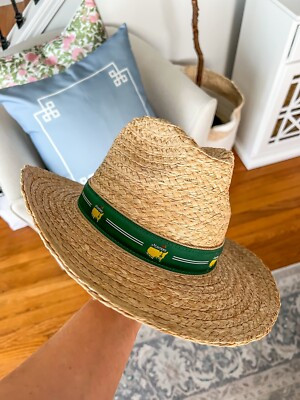 2024 Masters Logo Dorfman Pacific Natural Straw Hat Pattern Green Belt S/M  | eBay | eBay US