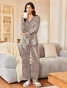 Ekouaer Silk Satin Pajama Set for Womens Button Up Long Sleeve Pjs Sleepwear Soft 2 Piece Loungew... | Amazon (US)