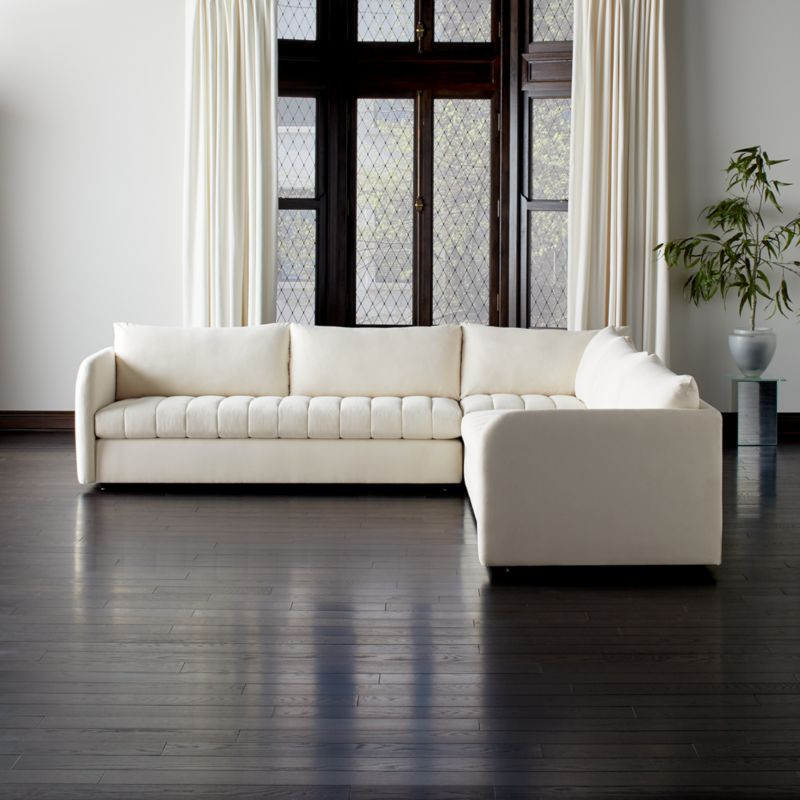 Stitch Modern 3-Piece L-Shaped White Performance Fabric Sectional Sofa + Reviews | CB2 | CB2