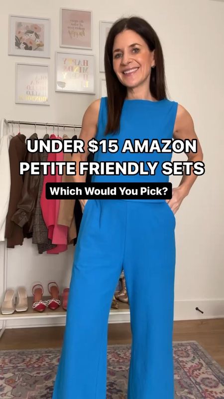 These 2 sets styles are on the same listing, and both 50% off today! The blue set has a straighter leg, the top has plain back, and it’s a stiffer linen like material. The pinkish set is a wider leg, has buttons down the back of the top, and a more flowy material. Both are super cute and petite friendly (I am 5 feet tall). 

#LTKSaleAlert #LTKStyleTip #LTKFindsUnder50