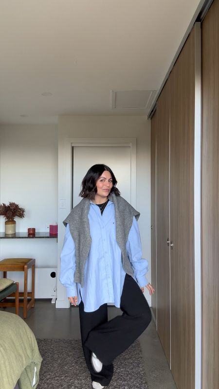 Layers in layers in Tasmania.

Wearing this oversized blue shirt from DISSH in a 10 (could have 100% sized down) and my Venroy wide leg pants in a 10 🥰

#LTKaustralia #LTKworkwear #LTKstyletip