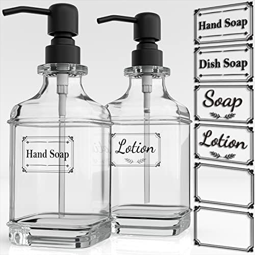 GLADPURE Soap Dispenser - 2 Pack, 18 Oz Antique Design Thick Glass Hand Soap Dispensers; with 304... | Amazon (US)