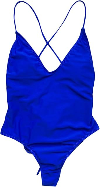 SOLY HUX Women's Plunge Neck Cross Back High Cut One Piece Bathing Suits Swimsuit | Amazon (US)