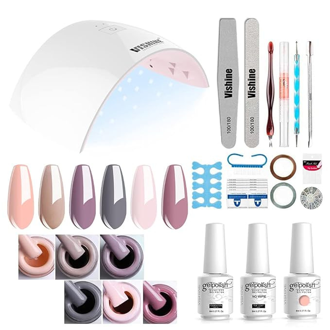 Gel Nail Polish Starter Kit - 6 Colors Gel Polish Set Base Top Coat, 36W LED Nail Dryer Lamp with... | Amazon (US)